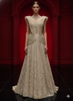 Sculpted Shoulder Couture Gown