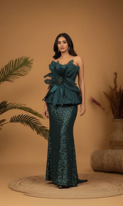 The Emerald Bloom Skirt Set