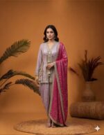 Lilac and Magenta Dhoti Set