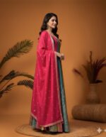 Vibrant Colorblock Anarkali Gown with Dupatta