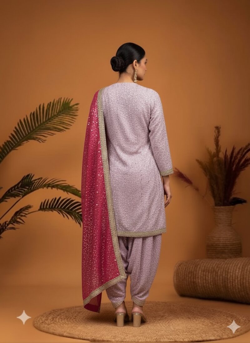 Lilac and Magenta Dhoti Set