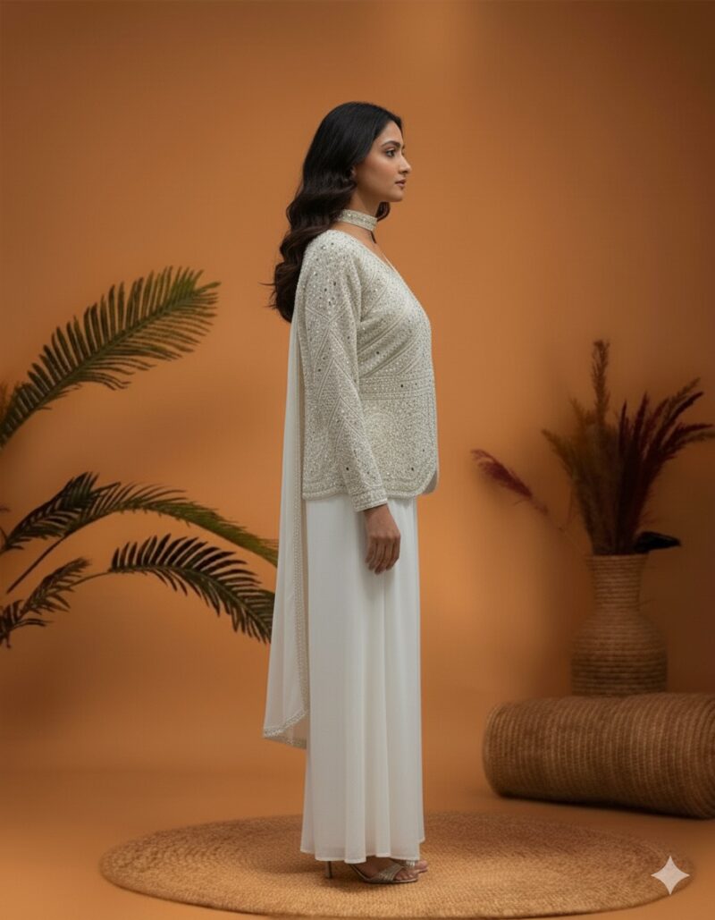 Ivory Mirror Embellished Kurta Set