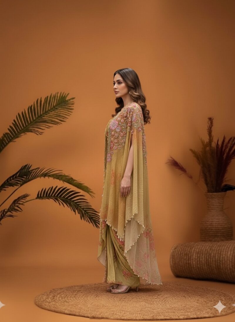 Contemporary Cape Drape Dhoti Set