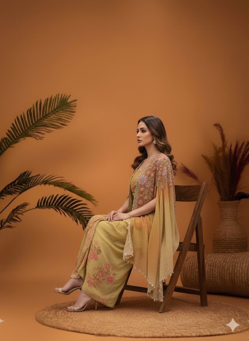 Contemporary Cape Drape Dhoti Set