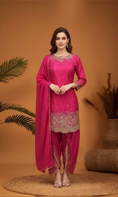 Hot Pink Dhoti Style Suit