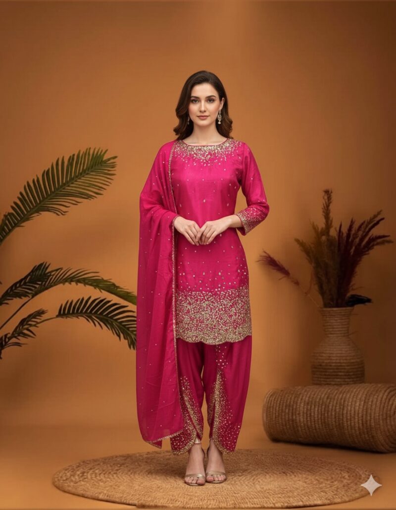 Hot Pink Dhoti Style Suit