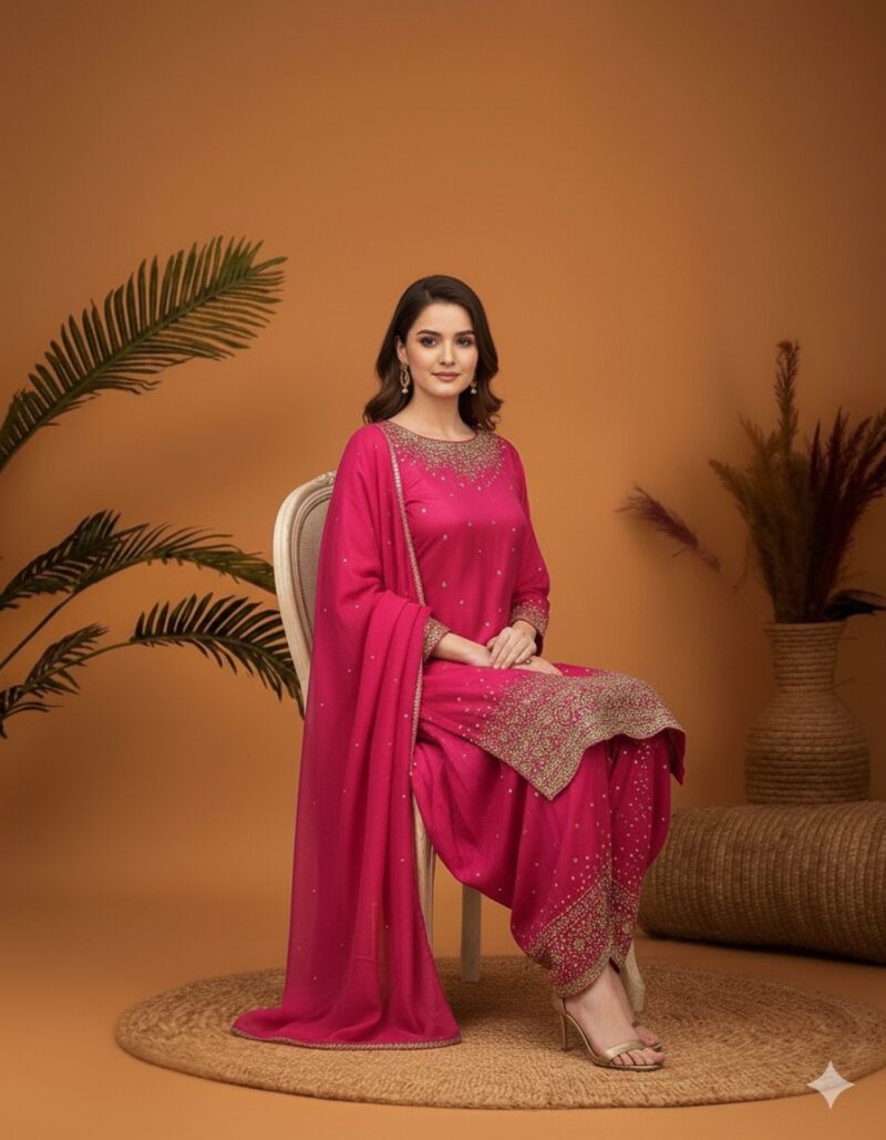 Hot Pink Dhoti Style Suit