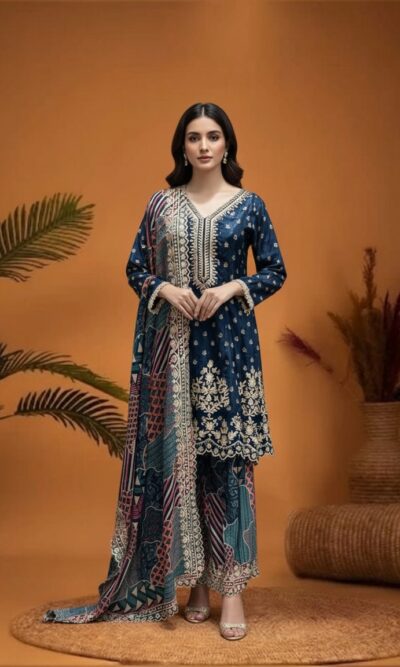 Mystic Peacock Embroidered Suit
