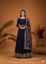 Navy Floral Anarkali Suit