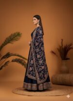 Navy Floral Anarkali Suit
