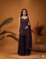 Plum Sequin Sharara Set