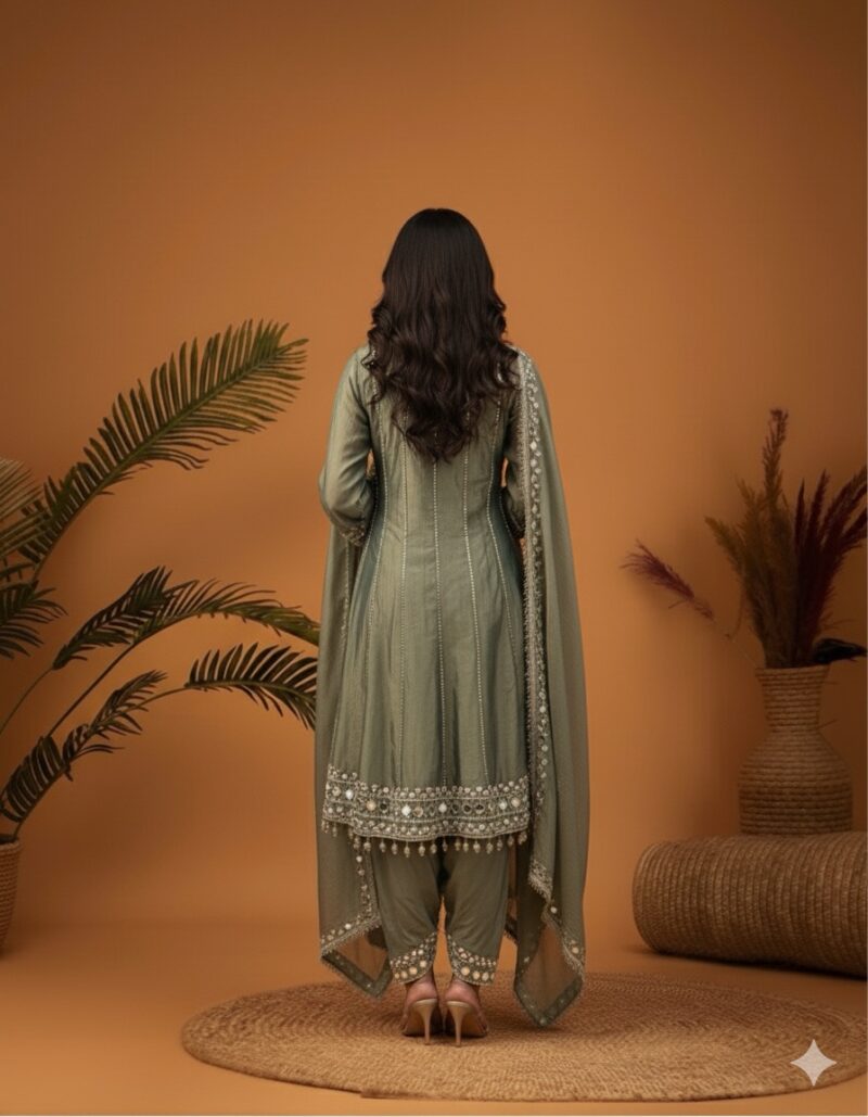 Sage Green Mirror Dhoti Style Suit