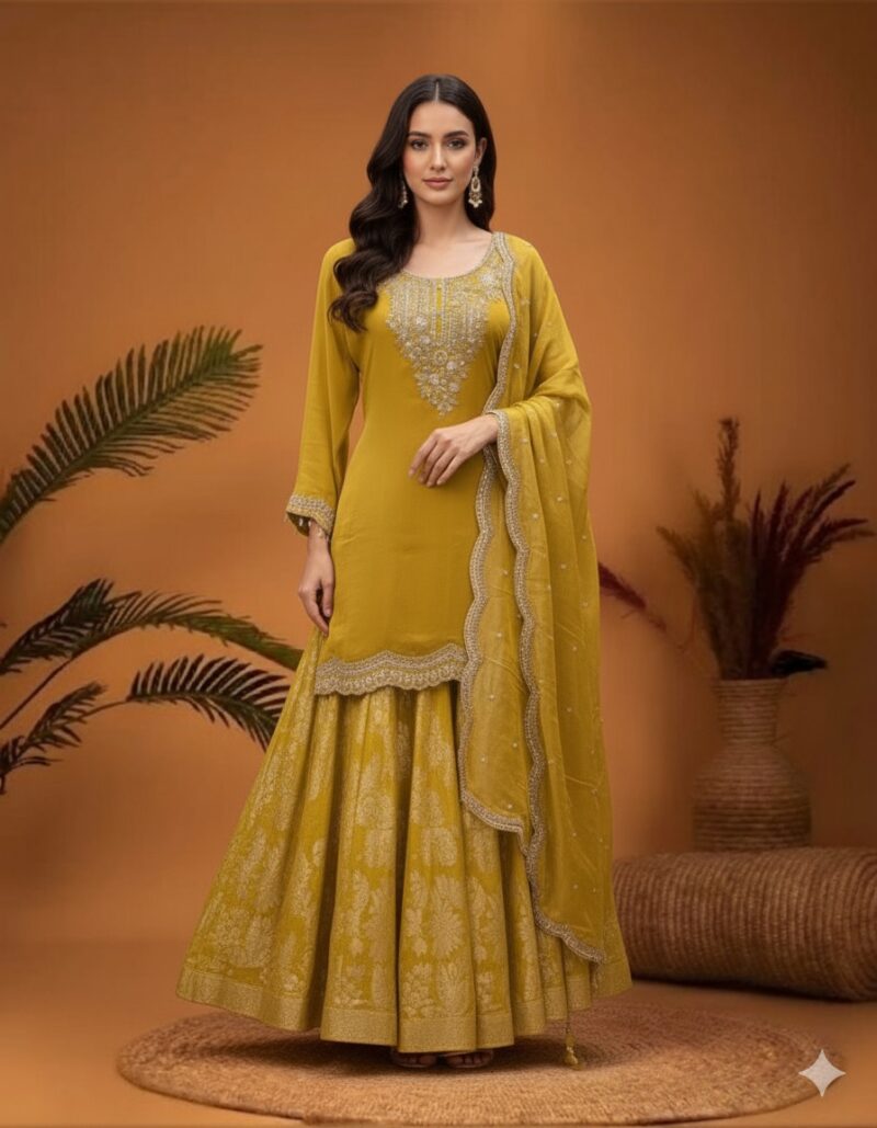 Mustard Glow skirt suit