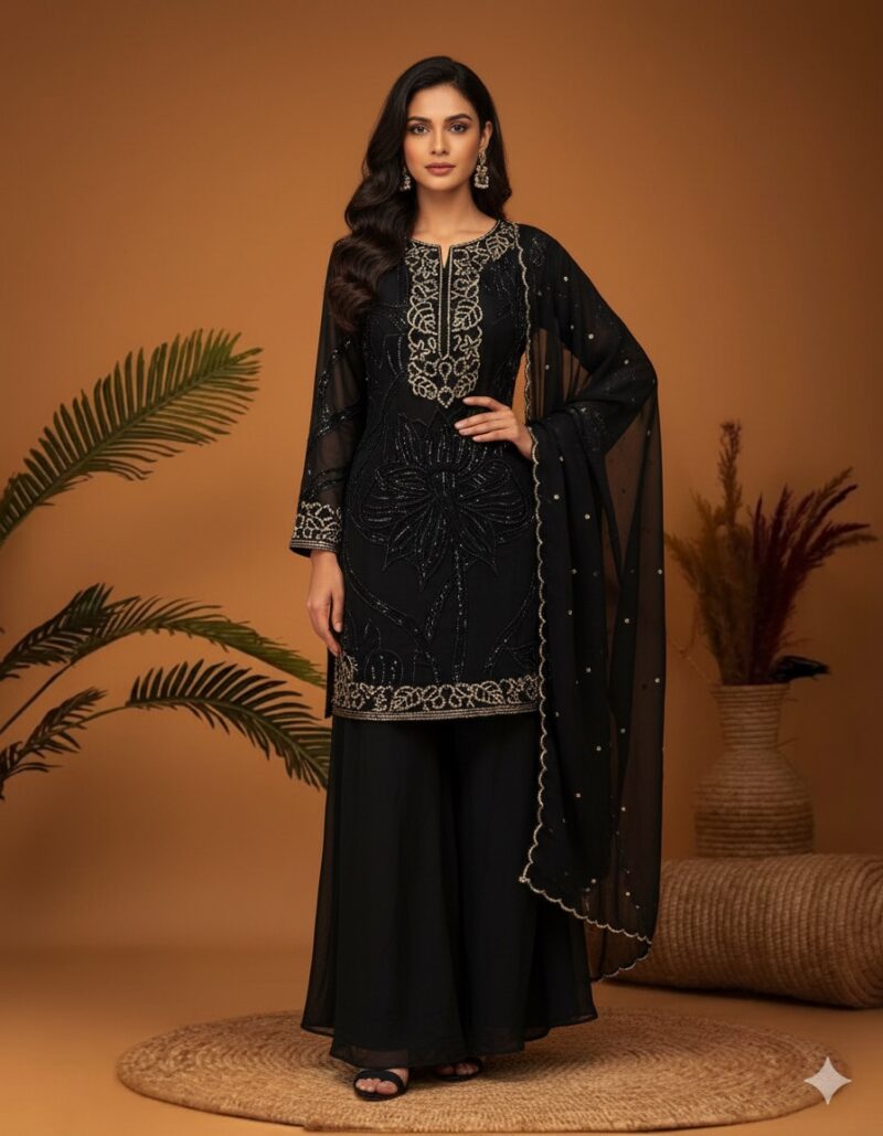 Midnight Noir Palazzo Style Suit