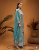 Sea Green Embroidered Sharara Elegance