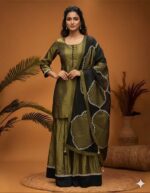 Classic Olive Black Round Neck Suit