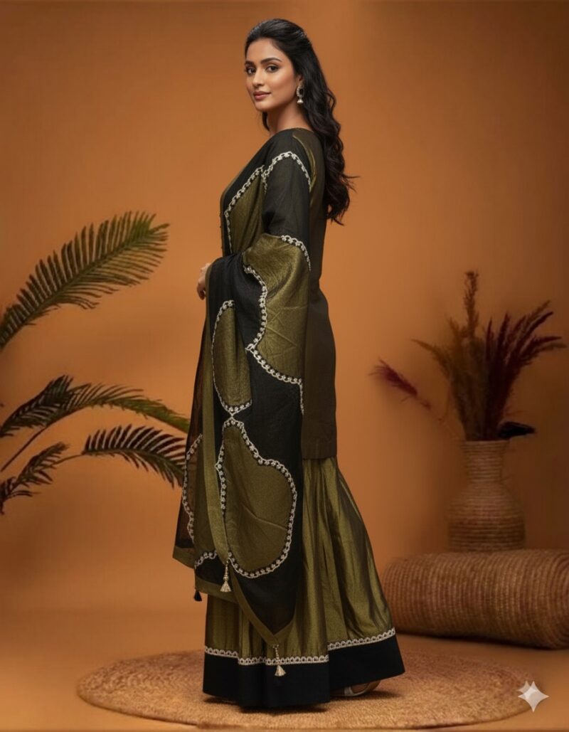 Classic Olive Black Round Neck Suit