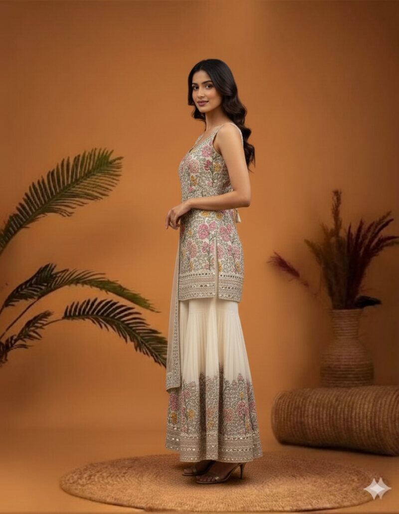 Ivory Blossom Sharara Set