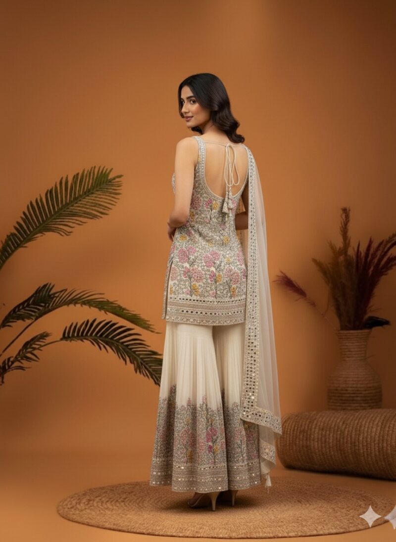 Ivory Blossom Sharara Set