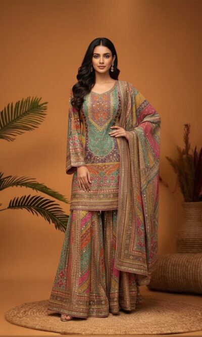 Multi color Heritage Sharara Set