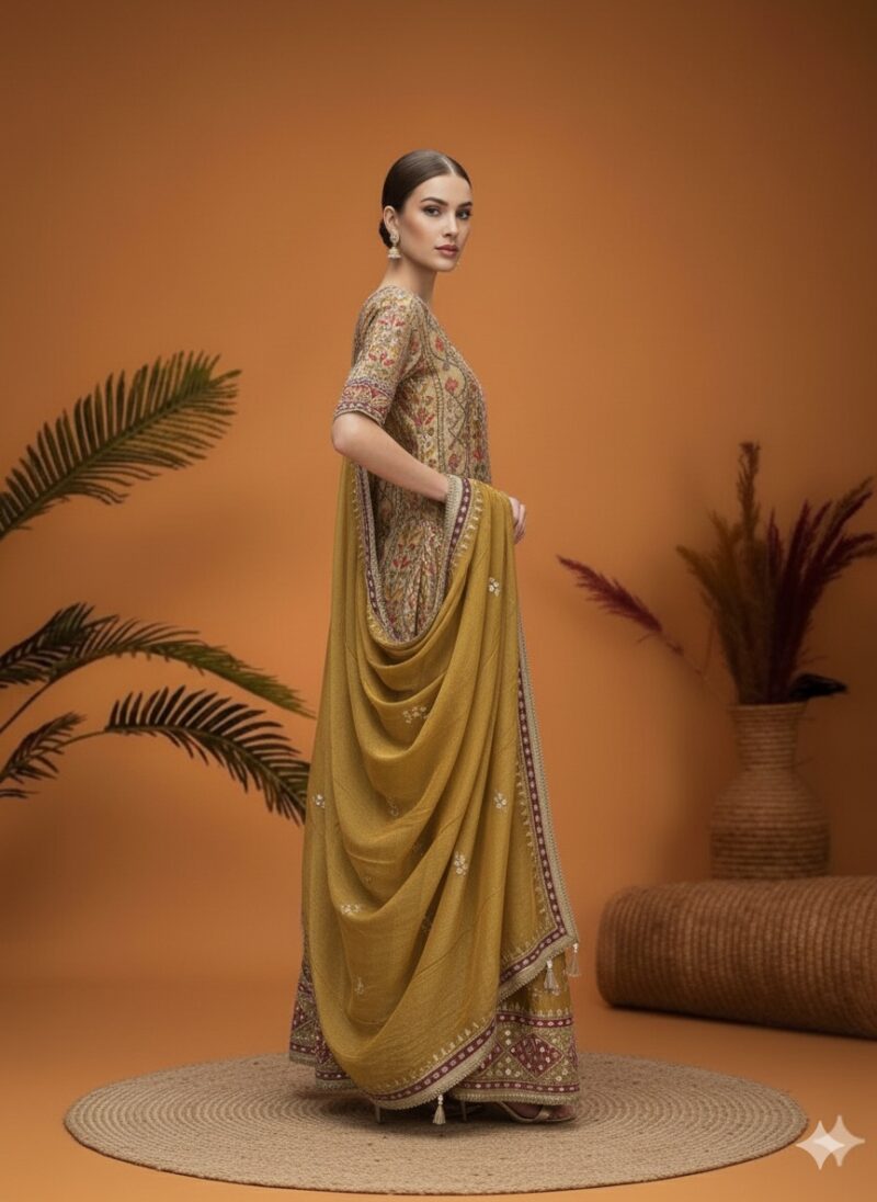Mustard Elegance Festive Wear Skirt Set