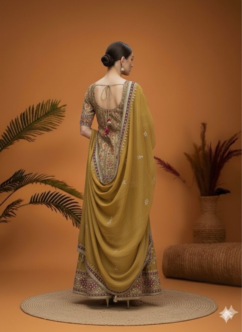 Mustard Elegance Festive Wear Skirt Set