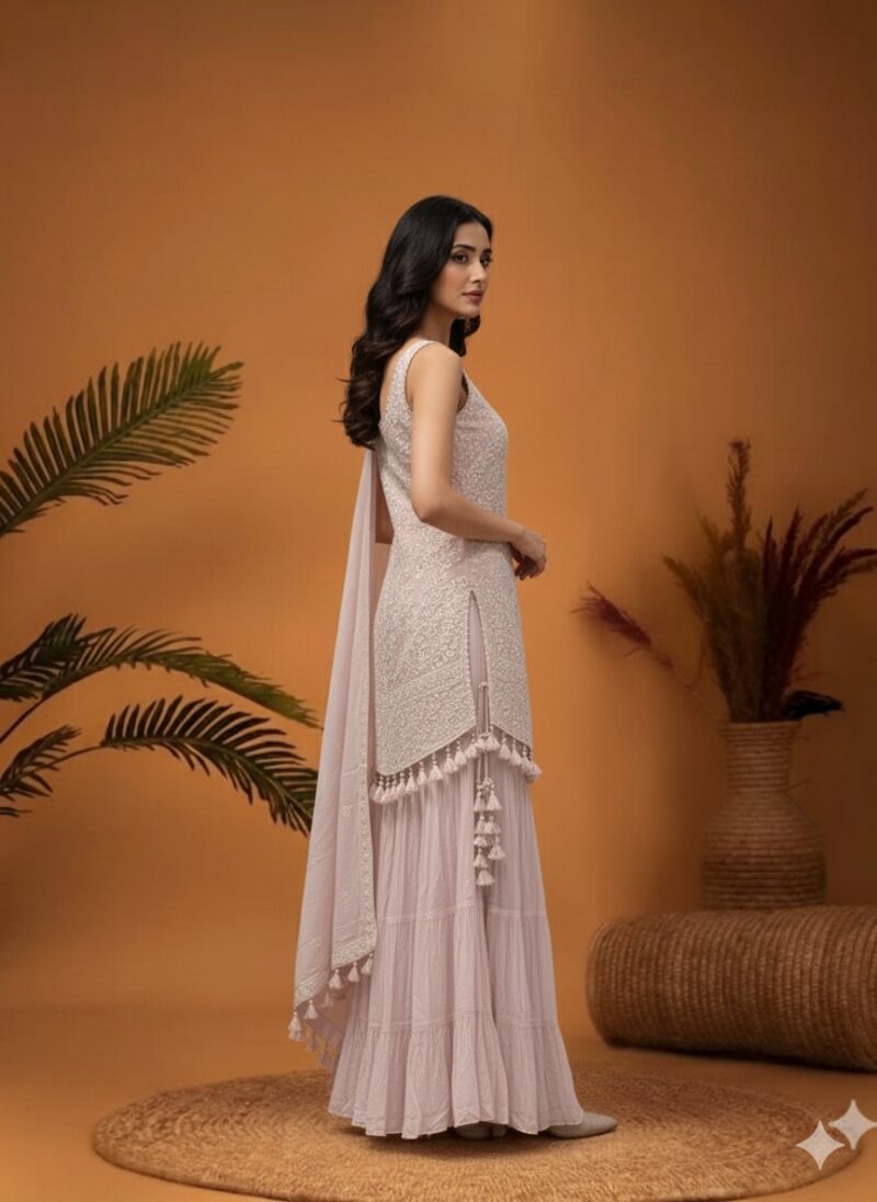 Ornate Soft Pink Charm Sharara Suit