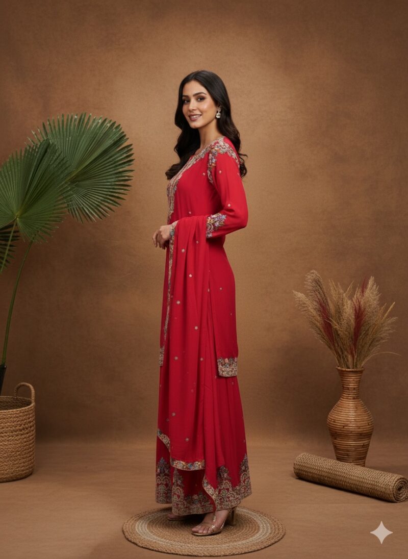 Crimson Floral Sharara Set