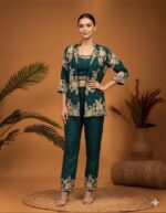 Floral Embroidered Trouser Jacket Set