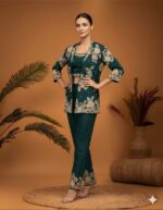 Floral Embroidered Trouser Jacket Set