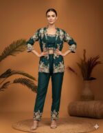 Floral Embroidered Trouser Jacket Set