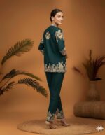 Floral Embroidered Trouser Jacket Set