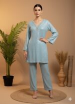 Ice Blue Sequin Set