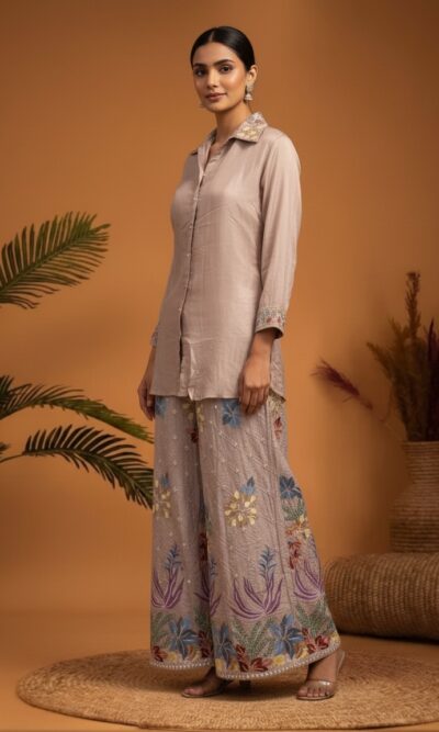 Multi Thread Collared Palazzo Set