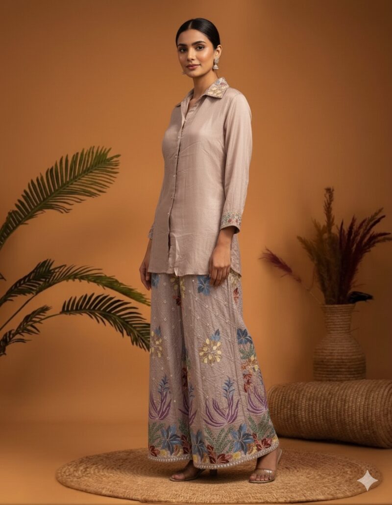 Multi Thread Collared Palazzo Set