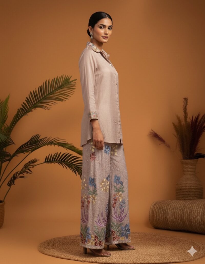 Multi Thread Collared Palazzo Set