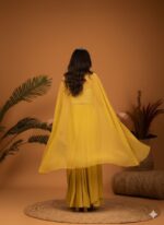 Mustard Yellow Indo Western with Cape