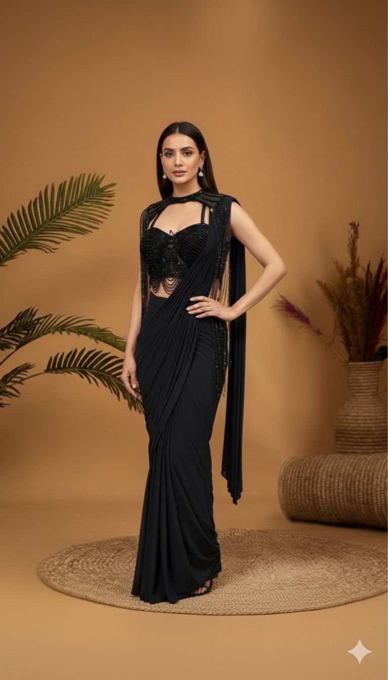 Midnight Instyle Tassel Ready to Wear Saree