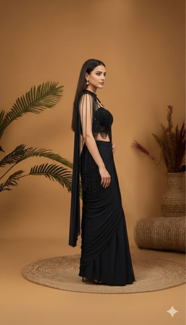 Midnight Instyle Tassel Ready to Wear Saree