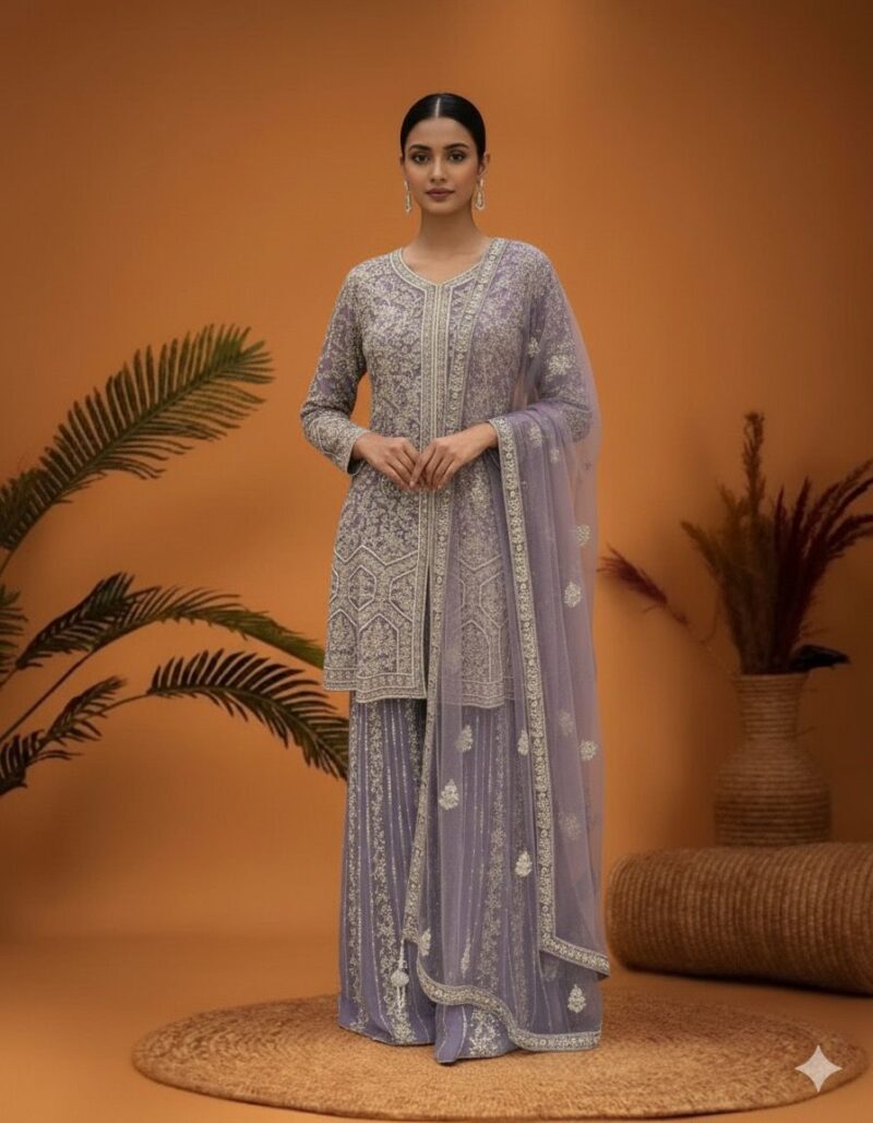Moonlight Lavender Sharara Suit