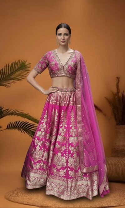 Gulabi Banarasi Charm Lehenga