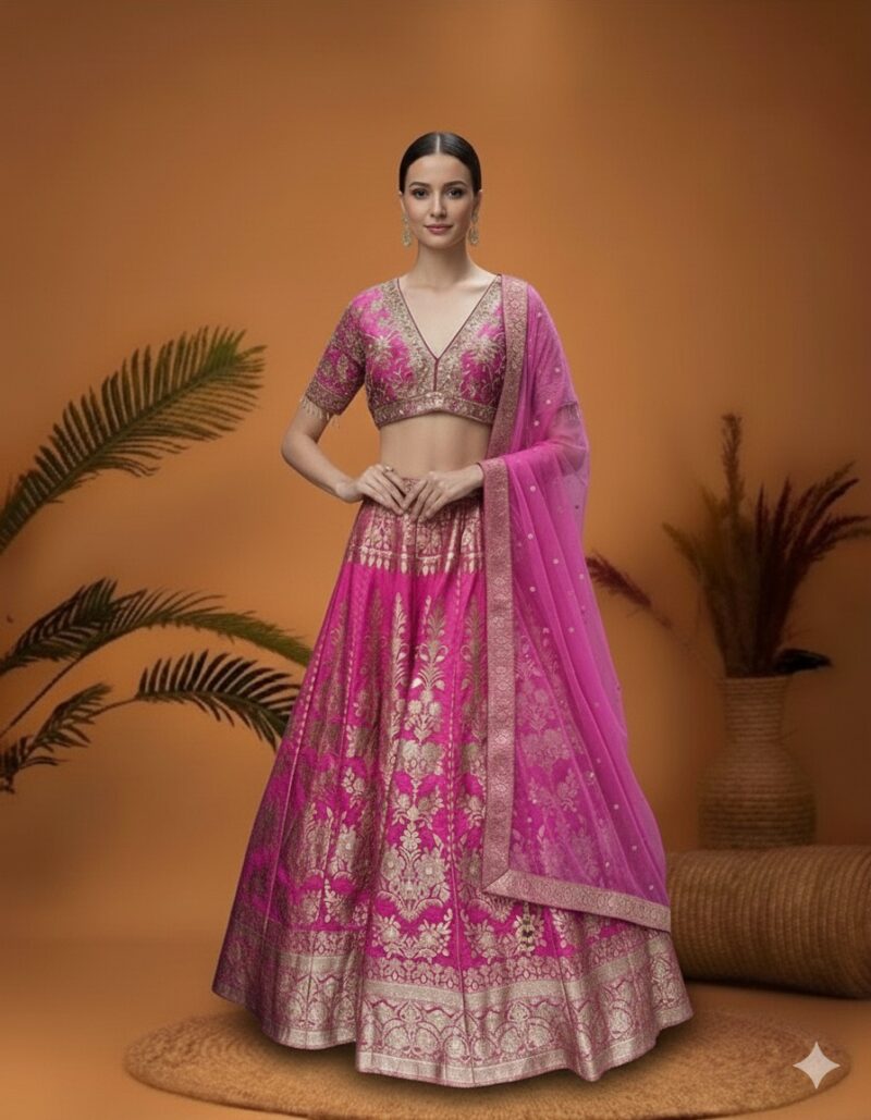 Gulabi Banarasi Charm Lehenga