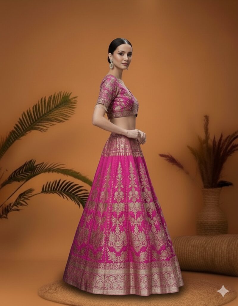 Gulabi Banarasi Charm Lehenga