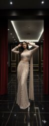 Champagne Whisper Draped Indo Western