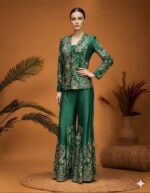Emerald Green Embroidered Jacket Set