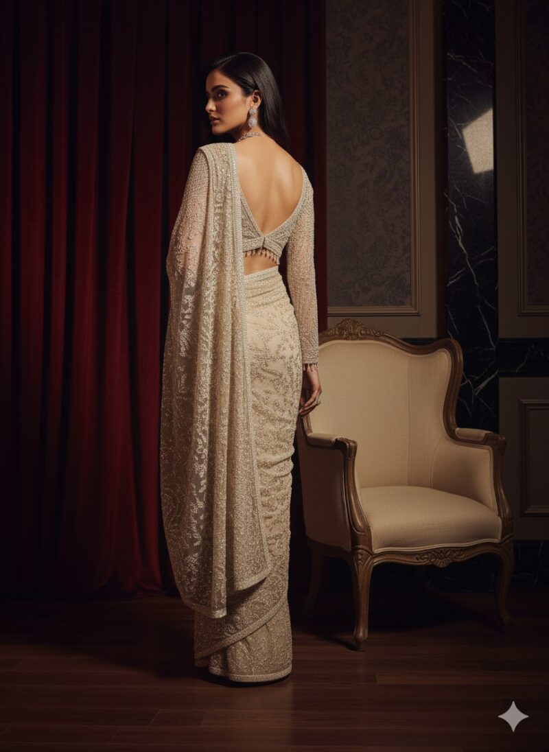 Ivory Golden Luxe Draped Saree