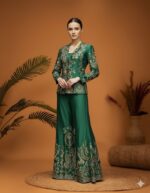 Emerald Green Embroidered Jacket Set