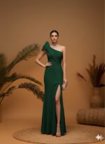 Statement Emerald Pleated Gown