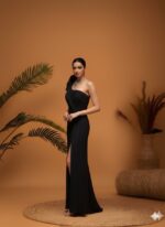Statement Black Pleated Gown