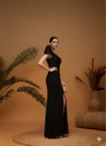 Statement Black Pleated Gown